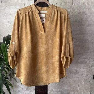 ENTRO Golden Yellow Tie Dye Blouse Size Small New with Tags